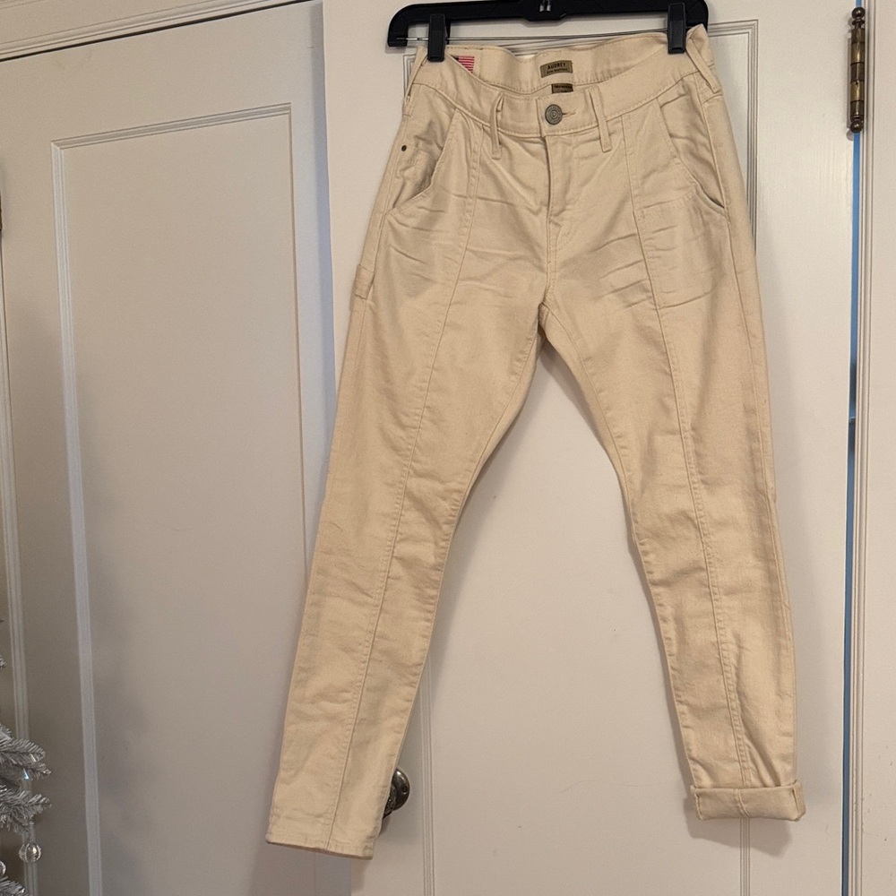 True Religion Cream Skinny Cargo Jeans